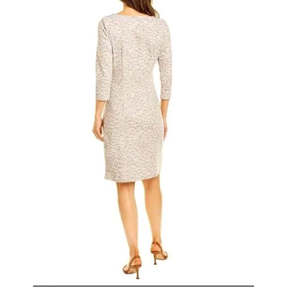 J. MCLAUGHLIN Pink Ivory Zebra Print 3/4 Sleeve Sheath Sage Dress // XS - Picture 10 of 10